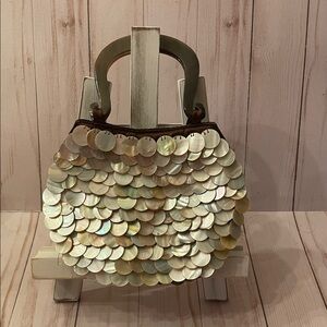 Artmosphere Mother of Pearl Iridescent Shell Evening Small Purse Handmade NEW